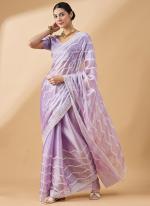 Tissue Slub Purple Party Wear Sequence Work Saree